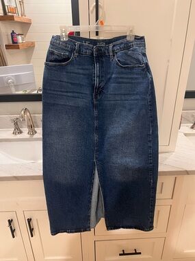 a.n.a Dark Blue Straight Men's Denim Skirt with Front Slit